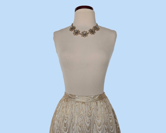 Vintage 60s Gold Metallic Pencil Skirt, 1960s Fit… - image 5