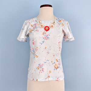 Vintage 70s Floral Blouse, 1970s Boho Flutter Sleeve Top