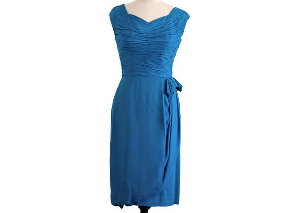 Vintage 50s Draped Hourglass Dress, 50s cocktail d