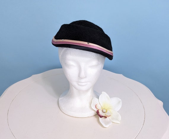 Vintage 1950s Elegant Black Cocktail Hat, Vintage… - image 2