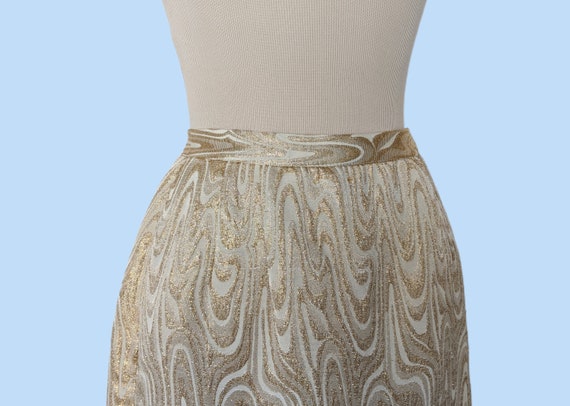 Vintage 60s Gold Metallic Pencil Skirt, 1960s Fit… - image 7