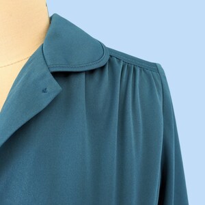 Vintage 1970s Teal Blue Button Down Shirt, Vintage 70s Long Sleeve Collared Blouse image 4