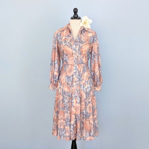 Vintage 70s Boho Sundress with Bishop Sleeves, 1970s Floral Shirt Dress