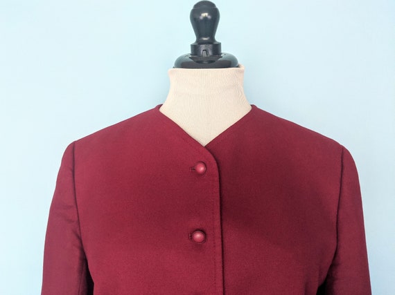 Vintage 80s Red Wool Blazer, 1980s Cropped Jacket - image 3