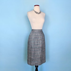 Vintage 80s Gray Woven Pencil Skirt, 1980s Fitted Skirt