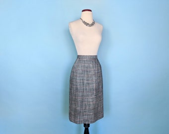 Gonna a tubino intrecciata grigia vintage anni '80, gonna aderente anni '80