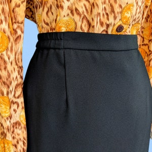 Vintage 80s Black Crepe Pencil Skirt, 1980s High Waist Fitted Skirt image 5