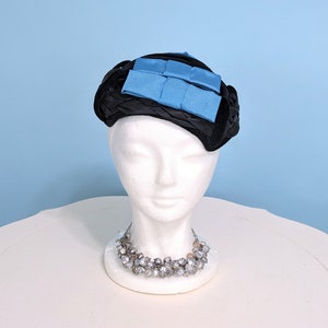Vintage 1950s Black Velvet Cocktail Hat, Elegant Vintage 50s Tilt Half Hat