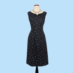 Vintage 1950s Black Polka Dot Day Dress Set, Vintage 50s Wiggle Dress with Cropped Jacket image 4