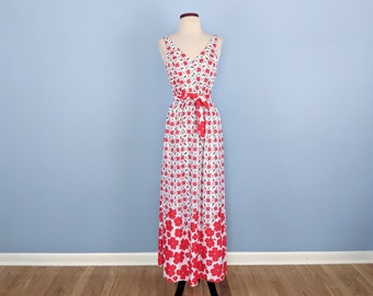 Vintage 70s Boho Maxi Dress, 1970s Floral Grecian Sundress