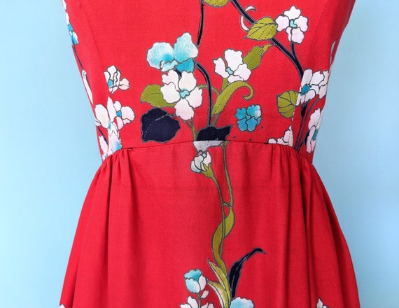 Vintage 70s Victor Costa Red Floral Maxi Dress, 1… - image 10