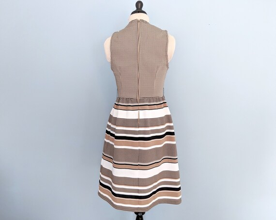 Vintage 70s Sundress, 1970s Striped Tan Day Dress… - image 3