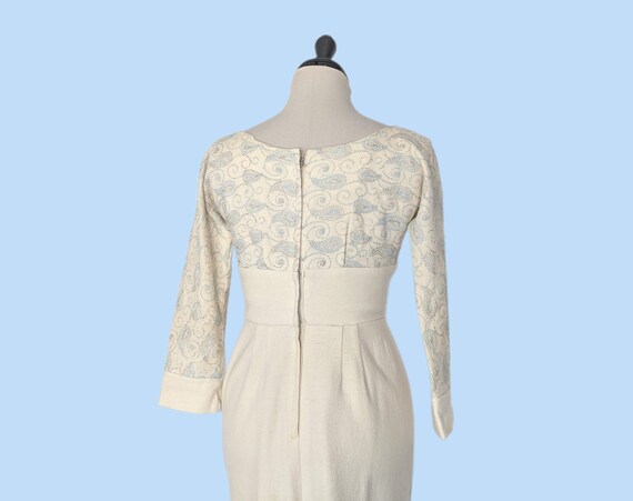 Vintage 1950s Elegant Embroidered Wiggle Dress, V… - image 8