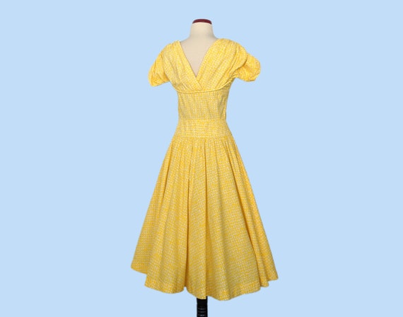 Vintage 1950s Yellow Cotton Sundress, Vintage 50s… - image 6