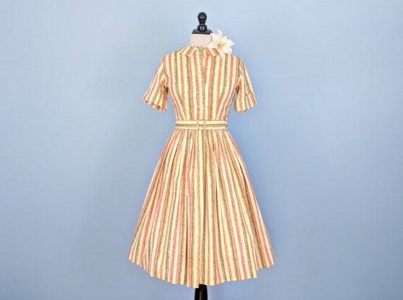 Vintage 50s Striped Day Dress, Vintage 1950s Shirt