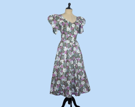 Vintage 80s Puffed Sleeve Floral Sundress, 1980s … - image 5