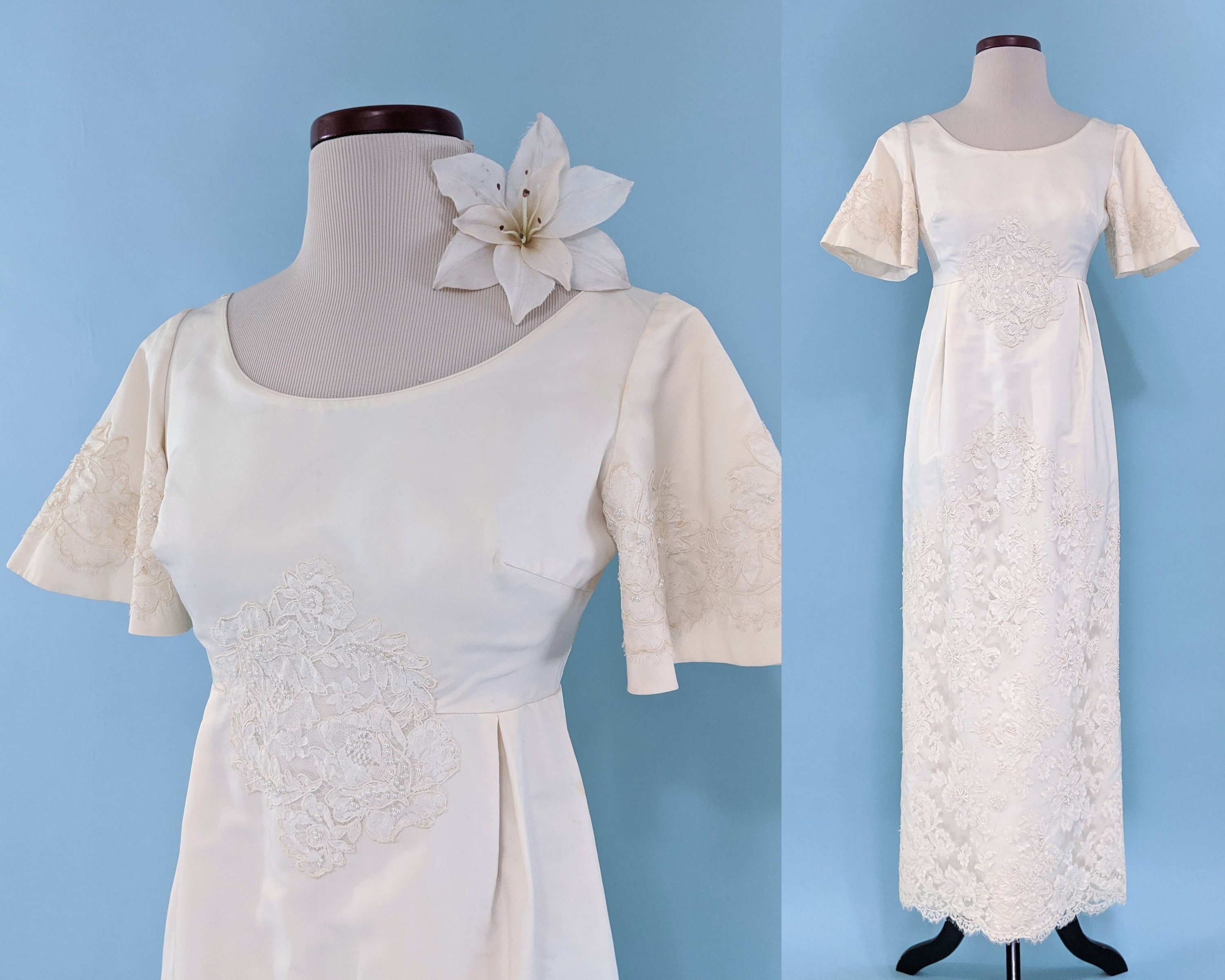 Vintage Satin Lace Wedding Dress