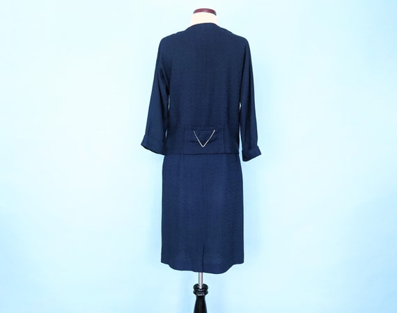 Vintage 1940s Navy Skirt Suit, 40s Linen Pencil S… - image 6