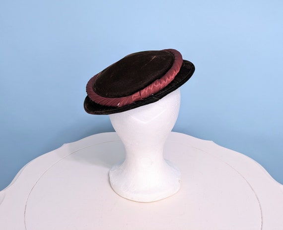 Vintage 1950s Brown Velvet Tilt Hat, Vintage 50s … - image 6