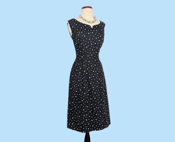 Vintage 1950s Black Polka Dot Day Dress Set, Vint… - image 2