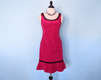 Vintage 1960s Hot Pink Mod Party Dress, Vintage 60s Hourglass Cocktail Wiggle Dress