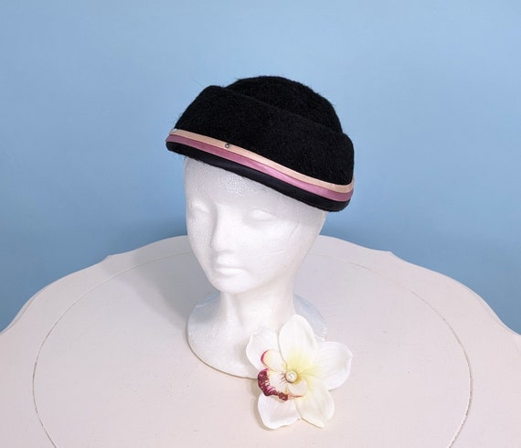 Vintage 1950s Elegant Black Cocktail Hat, Vintage… - image 1