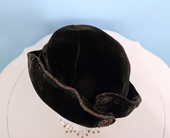 Vintage 1950s Brown Velvet Brimmed Hat, Vintage 5… - image 7