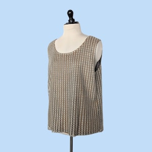 Vintage 90s Metallic Gold  Sequin Tank Top, 1990s Medium/Large Sleeveless Blouse
