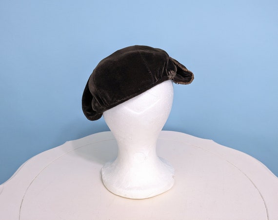 Vintage 1950s Brown Velvet Brimmed Hat, Vintage 5… - image 4