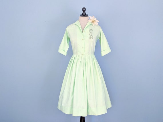 Vintage 50s Cotton Shirtwaist Dress 