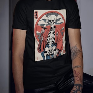 Skeleton Samurai T-Shirt – Ukiyo-e Style Japanese Warrior Art Tee