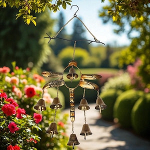 Dragonfly Bells Wind Chime: Handcrafted Garden Decor