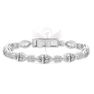 Round & Marquise Lab Diamond Tennis Bracelet | Unique Diamond Bracelet | Lab Grown Diamond Tennis Bracelet | Wedding Jewelry | Gift for Her