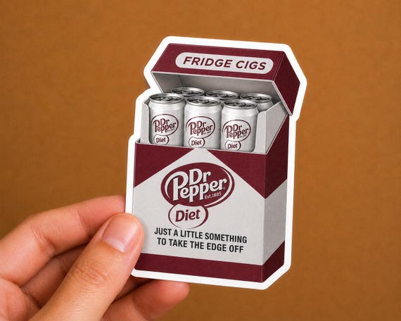 Diet Dr. Pepper Fridge Cigs Sticker | Vinyl Laptop Decal