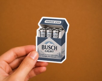 Busch Light Fridge Cigs Sticker | Funny Beer Laptop Decal | Gift for Beer Lovers