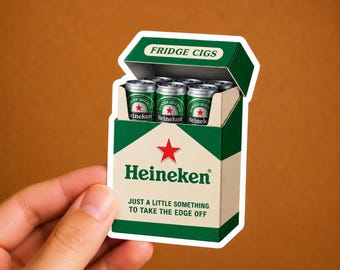 Heineken Fridge Cigs Sticker | Funny Beer Laptop Decal | Gift for Beer Lovers