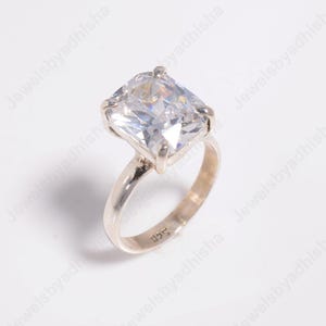 White Topaz Ring-925 sterlingzilveren ring-art deco statement ring-verlovingsring-damesring-unieke ring-handgemaakte ring-minimalistische ring