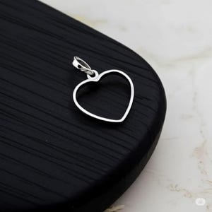 Heart Sterling Silver Pendant Necklace – Handmade Puffy Heart Charm on Dainty Chain – Romantic Minimalist Handmade Silver Jewelry for Her