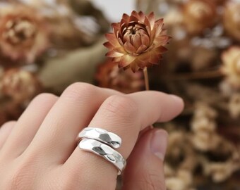 Hammered Sterling Silver Adjustable Ring, Handmade Jewelry