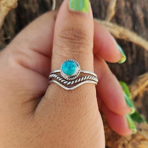 925 Sterling Silver Ring / Turquoise / Designer Ring / Women&#39;s Ring Band / Wedding ring / Round Turquoise Ring /Customized ring
