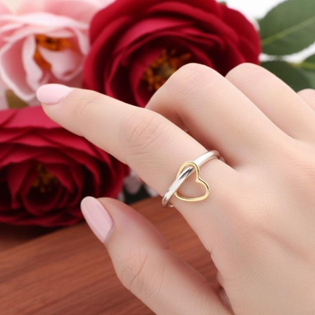 Sterling Silver Heart Dangle Charm Ring: Boho Promise Ring - Etsy