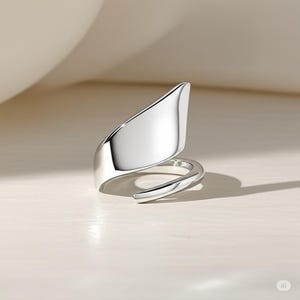 925 Sterling Silver Ring, Silver Wrap Ring, Chunky Ring, Minimalist Ring, Trendy Ring, Adjustable Ring, Abstract Geometric Ring, Wide Ring