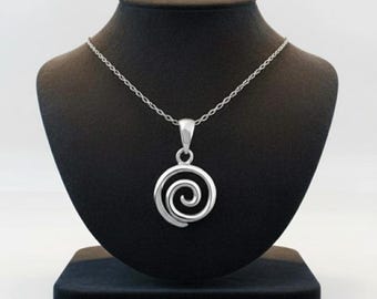 Handmade Sterling Silver Spiral Pendant: 925 Silver Jewelry