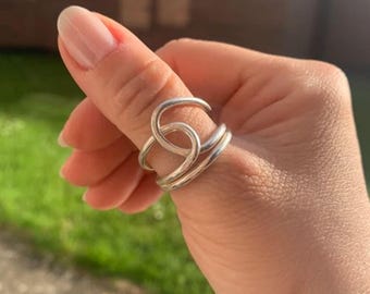 Sterlingzilveren ring met grote knoop: verstelbare statement-sieraden