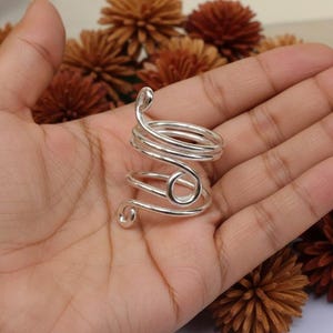 Sterling Silver Spiral Ring: Adjustable Boho Arthritis Splint