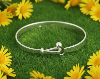 Sterling Silber Haken Armreif: Handgemachtes karibisches Design