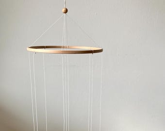 DIY houten mobielring met ophanghaakje en touwtje, knutselset voor babymobielen, DIY houten ring om mee te knutselen, DIY mobielframe