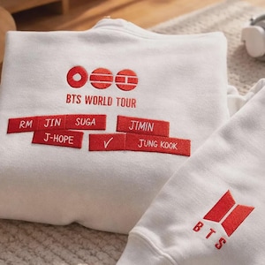 BTS刺繍入りスウェットシャツ、ワールドツアー2026クルーネック、K-POPファンギフトプルオーバー