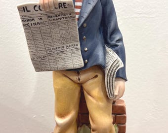Rare large Italian Capodimonte figure-Newspaper boy " Gazetecer Cocuk"