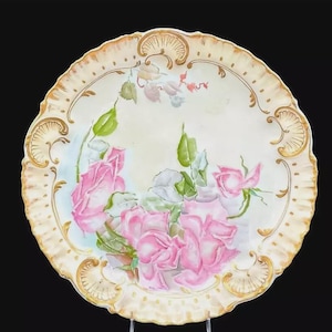 Antque Lanternier Limoges Porcelain Hand Painted Floral  Rose Platter  A.L. 1891-1914